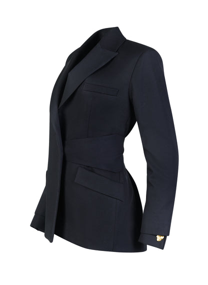 Asymmetric Pleated Blazer
