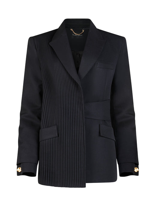 Asymmetric Pleated Blazer